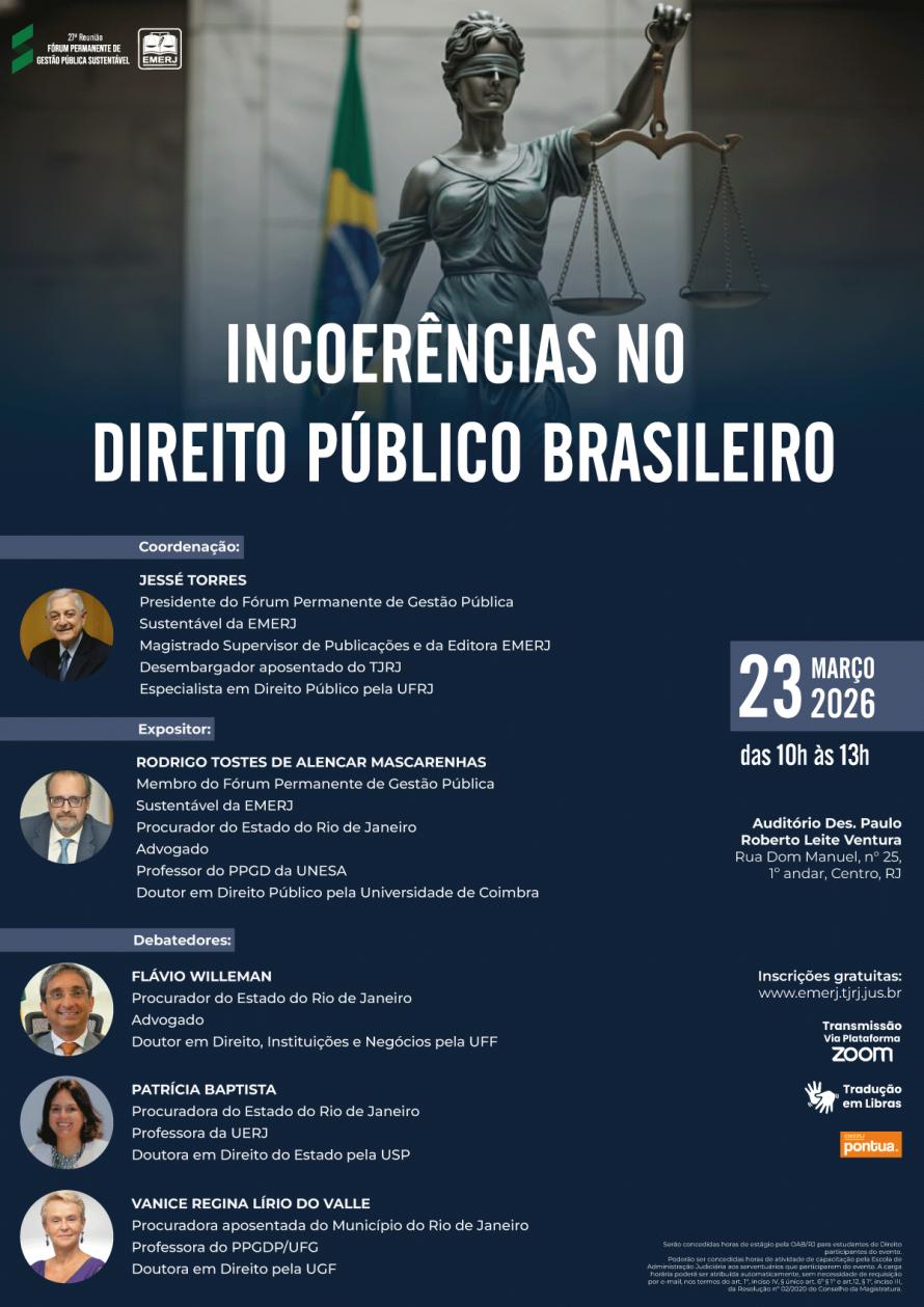 Cartaz do evento: INCOERÊNCIAS NO DIREITO PÚBLICO BRASILEIRO