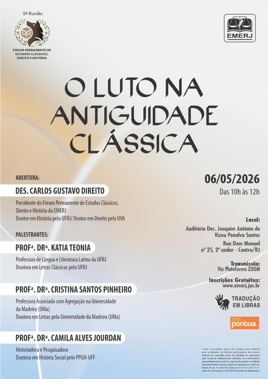 Cartaz do evento: O LUTO NA ANTIGUIDADE CLÁSSICA
