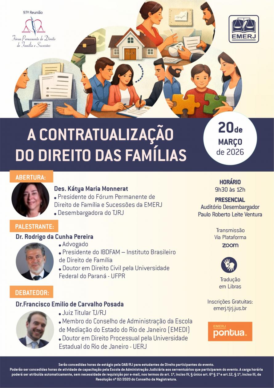 Cartaz do evento: A CONTRATUALIZAÇÃO DO DIREITO DAS FAMÍLIAS