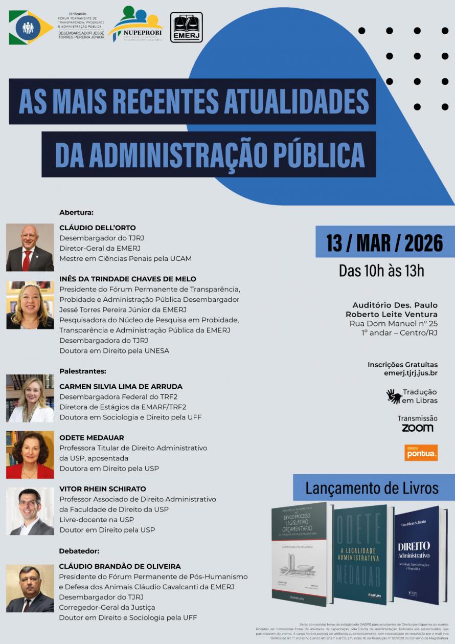 Cartaz do evento: AS MAIS RECENTES ATUALIDADES DA ADMINISTRAÇÃO PÚBLICA