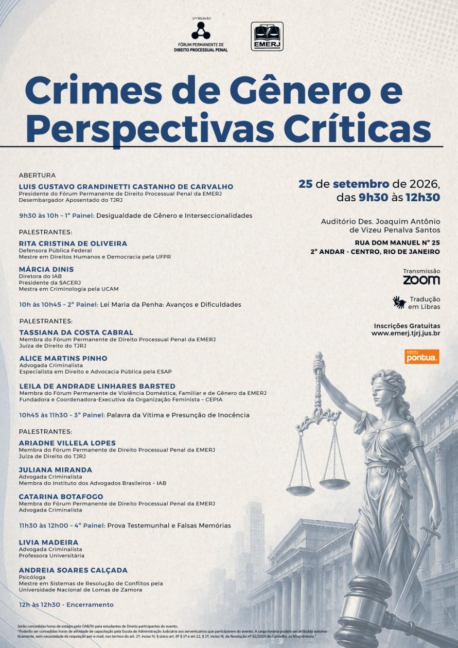 Cartaz do evento: Crimes de Gênero e Perspectivas Críticas