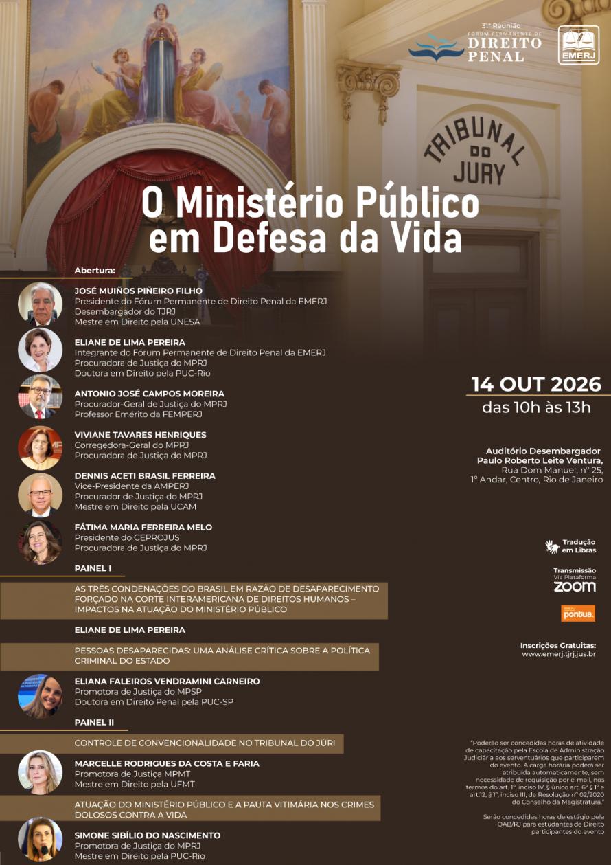 Cartaz do evento: O Ministério Público em Defesa da Vida