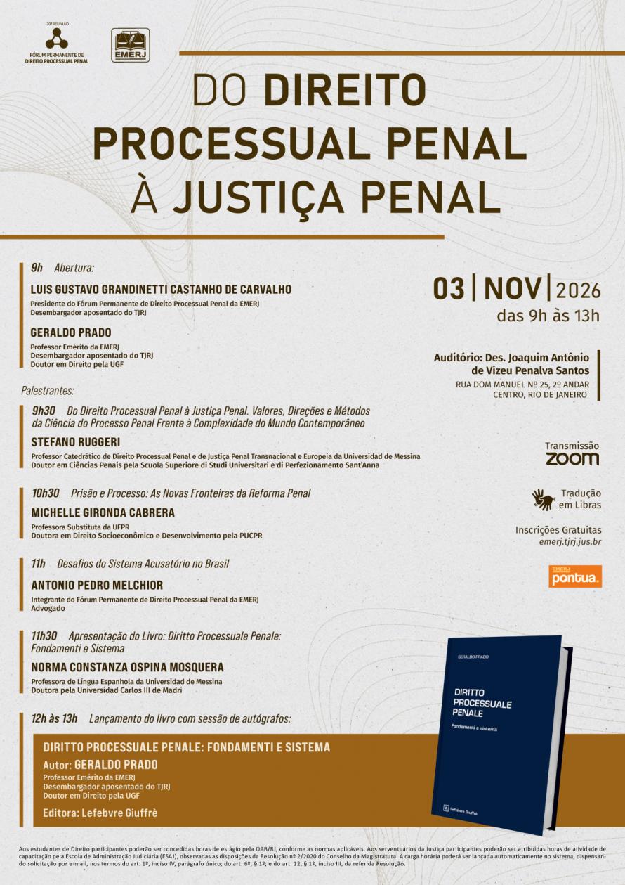 Cartaz do evento: Do Direito Processual Penal à Justiça Penal