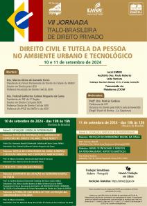 Cartaz do evento: VII JORNADA ÍTALO-BRASILEIRA DE DIREITO PRIVADO - DIREITO CIVIL E TUTELA DA PESSOA NO AMBIENTE URBANO E TECNOLÓGICO