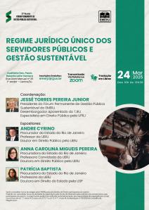 Cartaz do evento: REGIME JURÍDICO ÚNICO DOS SERVIDORES PÚBLICOS E  GESTÃO SUSTENTÁVEL