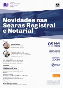 Cartaz do evento: Novidades nas Searas Registral e Notarial