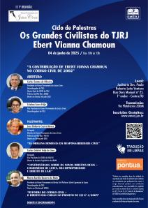 Cartaz do evento: Ciclo de Palestras – Os Grandes Civilistas do TJRJ – Ebert Vianna Chamoun