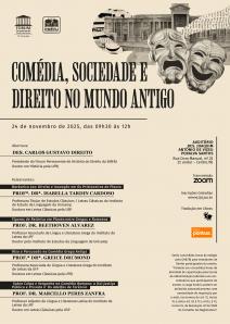 Cartaz do evento: COMÉDIA, SOCIEDADE E DIREITO NO MUNDO ANTIGO