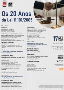 Cartaz do evento: Os 20 Anos da Lei 11.101/2005