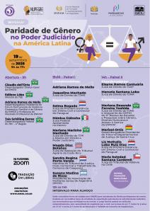 Cartaz do evento: Paridade de Gênero no Poder Judiciário na América Latina