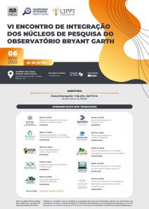 Cartaz do evento: VI ENCONTRO DE INTEGRAÇÃO DOS NÚCLEOS DE PESQUISA DO OBSERVATÓRIO BRYANT GARTH