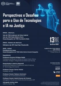 Cartaz do evento: Perspectivas e Desafios para o Uso de Tecnologias e IA na Justiça