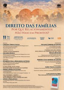 Cartaz do evento: DIREITO DAS FAMÍLIAS – POR QUE RELACIONAMENTOS NÃO NASCEM PRONTOS?