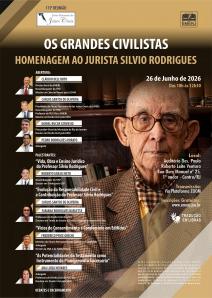 Cartaz do evento: OS GRANDES CIVILISTAS – HOMENAGEM AO JURISTA SILVIO RODRIGUES