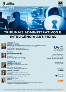 Cartaz do evento: TRIBUNAIS ADMINISTRATIVOS E INTELIGÊNCIA ARTIFICIAL