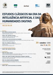 Cartaz do evento: ESTUDOS CLÁSSICOS NA ERA DA INTELIGÊNCIA ARTIFICIAL E DAS HUMANIDADES DIGITAIS
