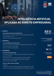 Cartaz do evento: INTELIGÊNCIA ARTIFICIAL APLICADA AO DIREITO EMPRESARIAL