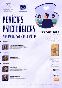 Cartaz do evento: PERÍCIAS PSICOLÓGICAS NOS PROCESSOS DE FAMÍLIA