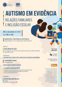 Cartaz do evento: AUTISMO EM EVIDÊNCIA: RELAÇÕES FAMILIARES E INCLUSÃO ESCOLAR