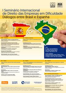 Cartaz do evento: I Seminário Internacional de Direito das Empresas em Dificuldade Diálogos entre Brasil e Espanha